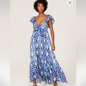 Blue and White Badgley Mischka Maxi Dress